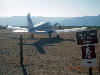 aerial - Pearce Ferry airstrip (L25) - airport 'security' sign and N8377W