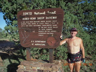 1570 7mg. 'Young International' Pleasant Valley (24AZ) run - Tonto National Forest sign and Adam