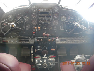 52 7mp. Lee's place in Sampleys Airport (28AZ) - cockpit of Beech 18