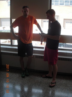 cross-country team and alumni - after-race pizza