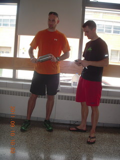 cross-country team and alumni - after-race pizza