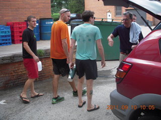 cross-country team and alumni - after-race pizza