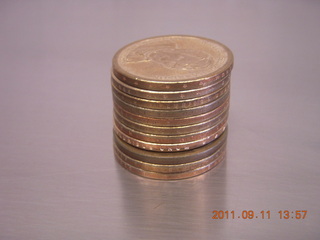 eleven dollar coins--what I got from the machine