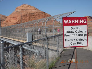 Page Airport (PGA) to Wahweap Marina run - Glen Canyon Dam Bridge - warning sign