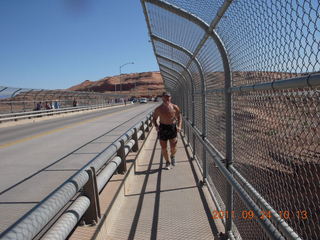 1618 7pq. Page Airport (PGA) to Wahweap Marina run - Glen Canyon Dam Bridge - Adam running