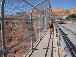 1619 7pq. Page Airport (PGA) to Wahweap Marina run - Glen Canyon Dam Bridge - Adam running