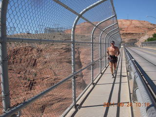 Page Airport (PGA) to Wahweap Marina run - Glen Canyon Dam Bridge - Adam running