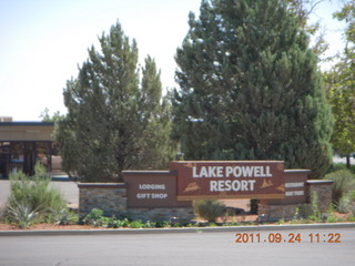 Page Airport (PGA) to Wahweap Marina run - Lake Powell Resort sign