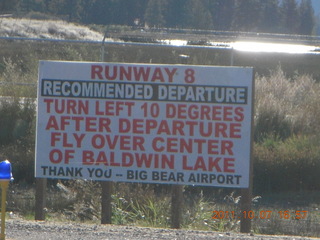 Big Bear City (L35) departure sign