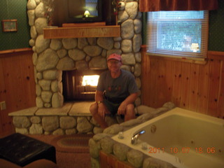 Big Bear City - Cathy's Cottage - Adam at fireplace