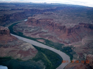 aerial - Utah - Mineral Canyon (Mineral Bottom) airstrip (soggy and wet)
