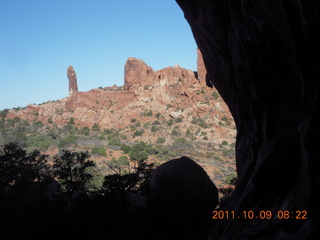 Arches National Park - Devil's Garden hike - Dark Angel from Double-O Arch