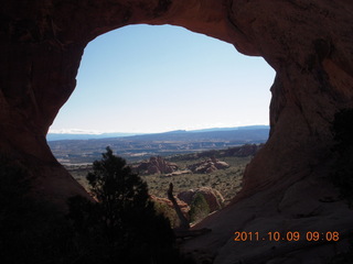 Arches National Park - Devil's Garden hike - Dark Angel from Double-O Arch
