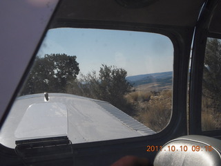 55 7qa. Cedar Mountain airstrip - view through N8377W windows