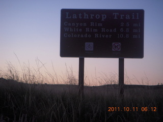 6 7qb. Canyonlands National Park - Lathrop trail hike - sign