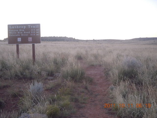 Canyonlands National Park - Lathrop trail hike - sign and trail