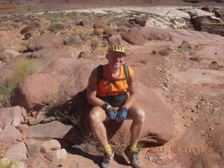 148 7qb. Canyonlands National Park - Lathrop trail hike - Adam sitting