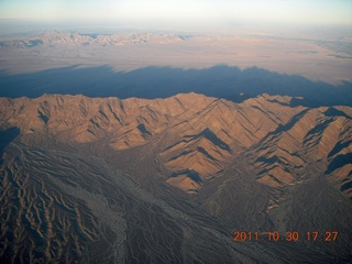 aerial - California - mountains with long shadows