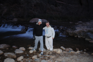 16 7sf. Zion National Park - pre-dawn Riverwalk - Gokce and Adam on the Virgin River