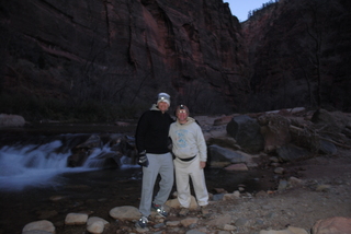 17 7sf. Zion National Park - pre-dawn Riverwalk - Gokce and Adam on the Virgin River