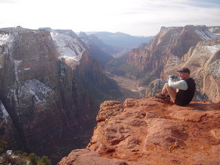 198 7sf. Zion National Park - Observation Point hike - summit - Adam