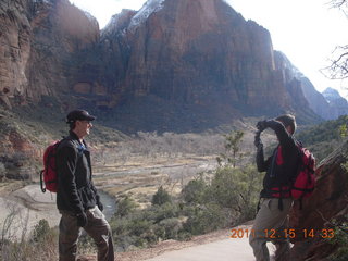 418 7sf. Zion National Park - Angels Landing hike - adam taking a picture of jason