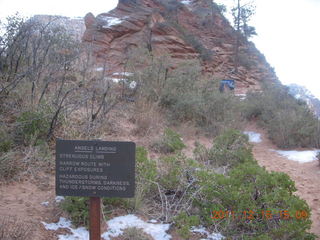 Zion National Park - Angels Landing hike - warning sign