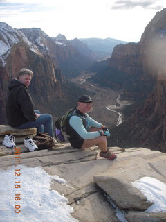 474 7sf. Zion National Park - Angels Landing hike - summit - another hiker and Adam