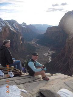 475 7sf. Zion National Park - Angels Landing hike - summit - another hiker and Adam