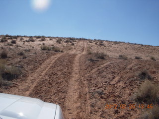 narrow-trail drive up steep hill