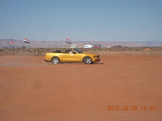 Corvette doing circles in the sand