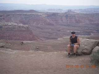 79 7x1. Canyonlands Murphy hike - Adam at vista view (tripod)