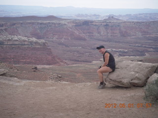 80 7x1. Canyonlands Murphy hike - Adam at vista view (tripod)