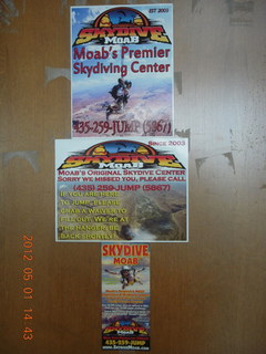200 7x1. Moab Skydiving sign
