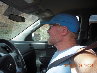 Onion Creek drive - Adam in rental car