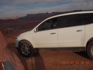 56 7x3. Harrah Pass drive - Adam in Chevrolet Transverse rental car (tripod)