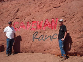 Caveman Ranch sign, Rod and Hunter