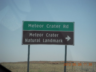 Meteor Crater Road sign