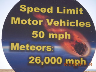 meteor crater - funky speed-limit sign