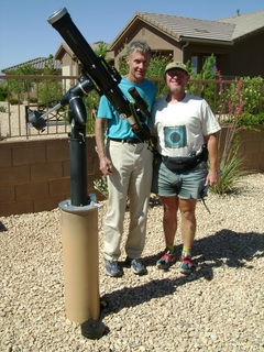 transit of Venus - Howard's pictures - telescope and Ron and Adam