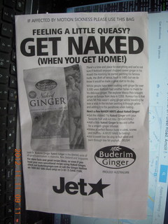 'Get Naked' on vomit bag