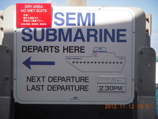 Great Barrier Reef tour - semi-sub sign
