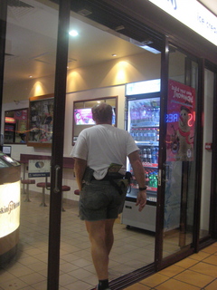 Adam going into ice cream shop, photo by Jeremy C