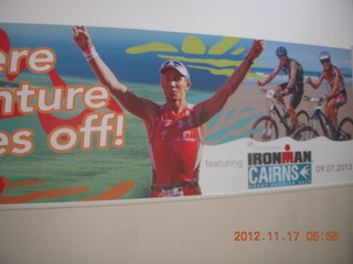 Cairns Ironman sign in airport