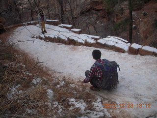 119 84p. Zion National Park - Angels Landing hike - slippery Walter's Wiggles