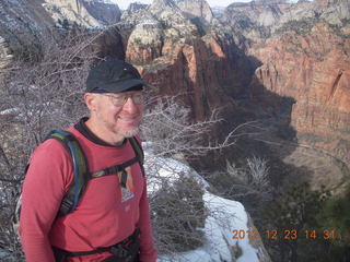 166 84p. Zion National Park - Angels Landing hike - Adam on top