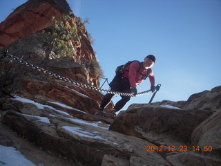 Zion National Park - Angels Landing hike - Adam using chains