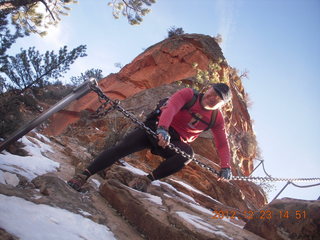 180 84p. Zion National Park - Angels Landing hike - Adam using chains