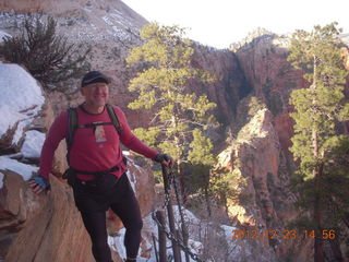 183 84p. Zion National Park - Angels Landing hike - Adam using chains
