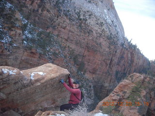 200 84p. Zion National Park - Angels Landing hike - Adam climbing down